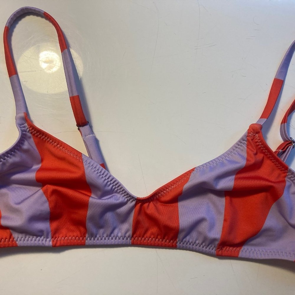 Solid And Striped Swim Top Size M - image 1